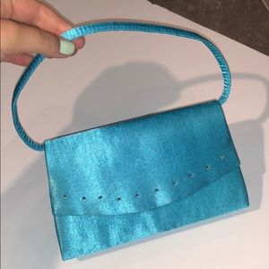 Vintage satin turquoise hang bag